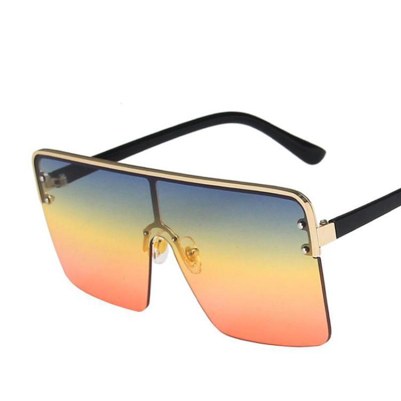 

Sunglasses Metal Semi-Rimless Gradient Color Ladies Trendy Fashion One-Piece High Quality UV400