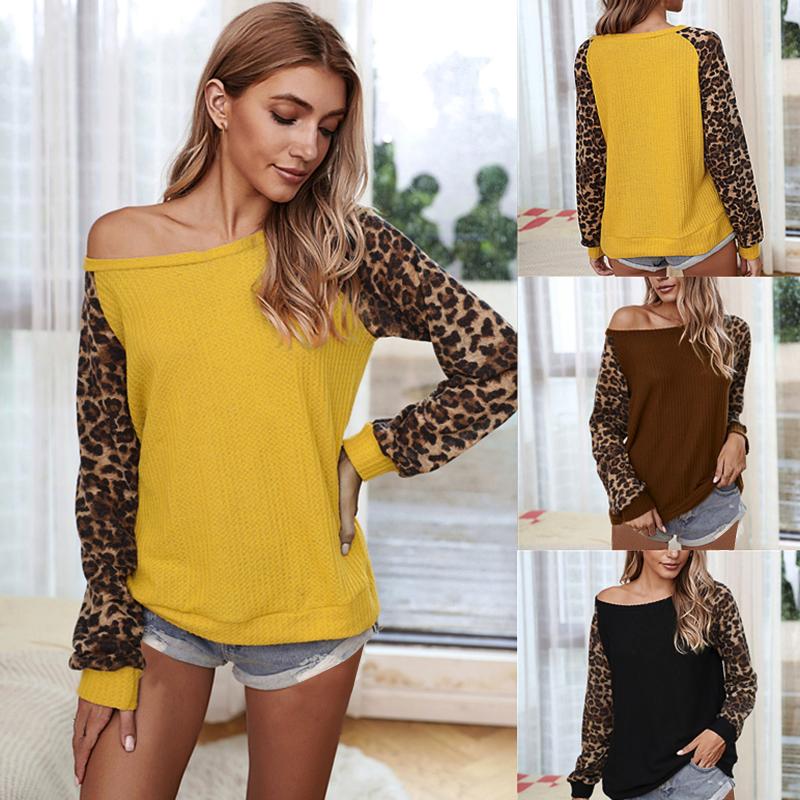 

Women Autumn Leopard Print Patchwork Harajuku Hoodie Casual Long Sleeved Sexy Slim Top Women Lady Elegant Winter Sweatshirt, Bw