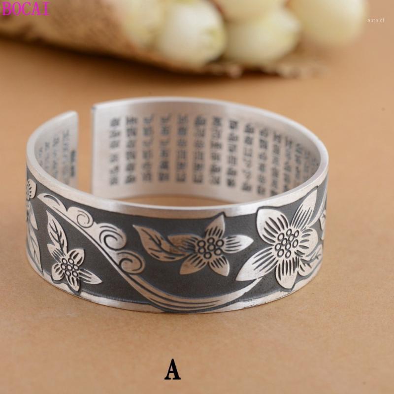 

s999 pure silverwomen's bracelet matte retro Thai silver craft female flower blooming classic Bracelet 2020 new fashion jewelry1