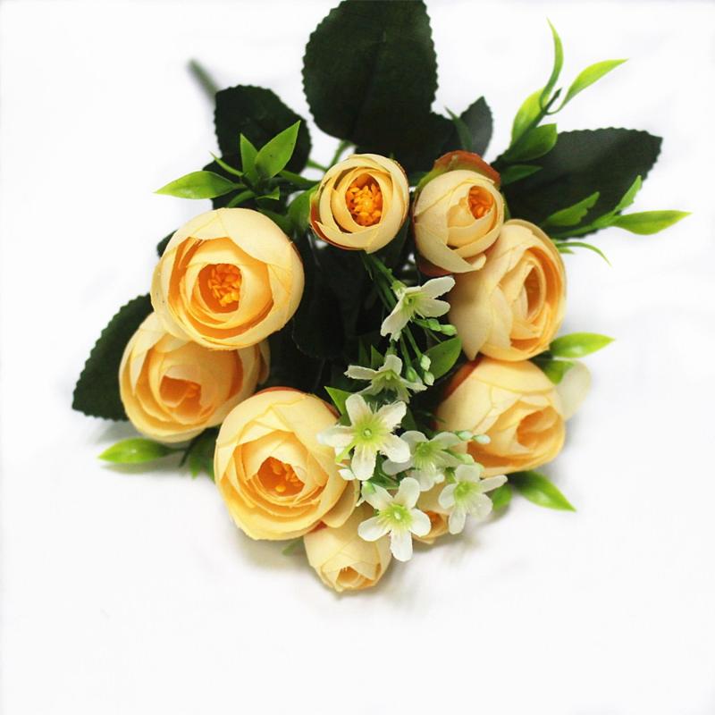 

Artificial silk Mini Rose Bouquet Fake Flower Arrange Table Fleur Artificielle Wedding Home Decor Party accessory Flores