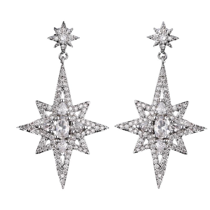 

Bettyue Brand Fashion Charm Hot Sale High Quality Zircon Two Colors Star Shape Jewelry Earrings For Woman Wedding Party Gift