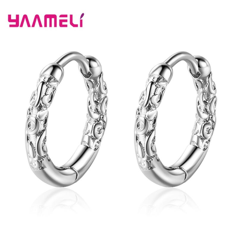 

Round Circle 925 Sterling Silver Hoop Earrings For Women Brinco De Prata Fashion Jewelry Accessories Black Color