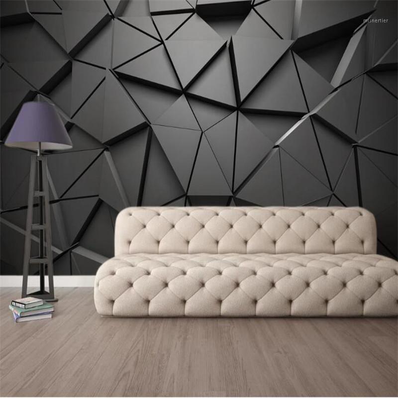 

Custom 3D Geometric Abstract Grey Triangle Background Wallpaper Mural1, As pic