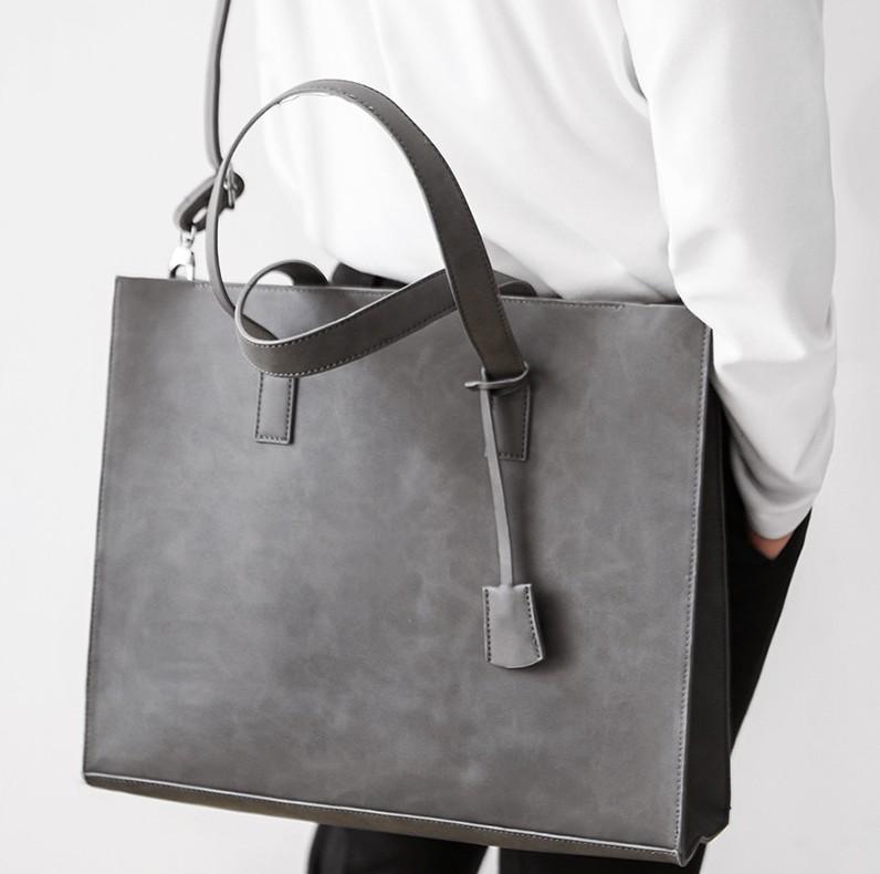 

Evening Bags Unisex OL Business Versatile Ins Style Casual Tote Pu Leather Package High-capacity Shoulder Bag Handbag Valise