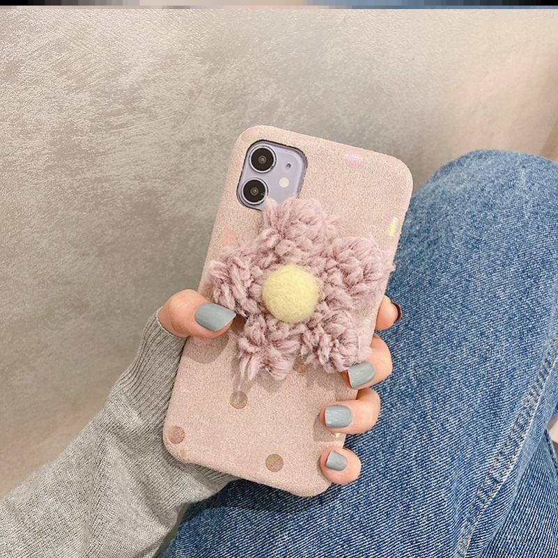

Winter case for iphone12mini protective velvet flower back cover, Pink