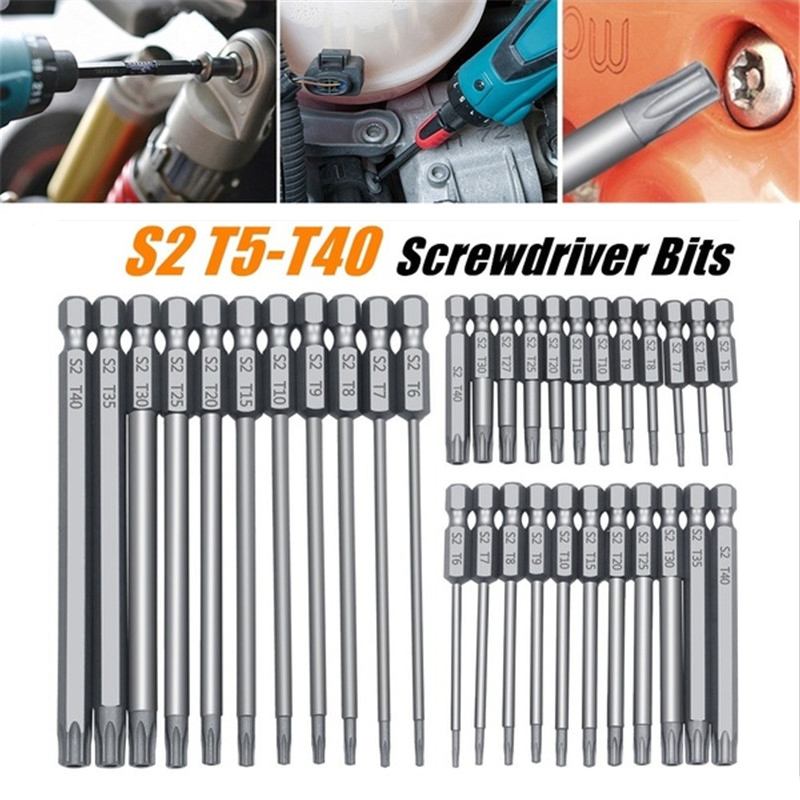 

50/75/100mm 12Pcs Screwdriver Drill Bit Set Security Tamper Proof Screwdriver Drill Bit Screw Driver Bits Hex Torx Flat Head