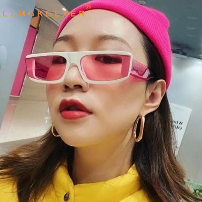 

LongKeeper Fashion Small Rectangle Colorful Sunglasses Women Brand Designer Vintage Eyewear Men Trending Sun Glasses Pink Shade