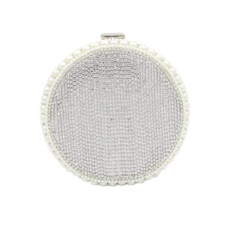 

2020 high quality women diamond evening bags round shaped wedding dinner bags pearl clutch purse drop shipping MN1165, Gold