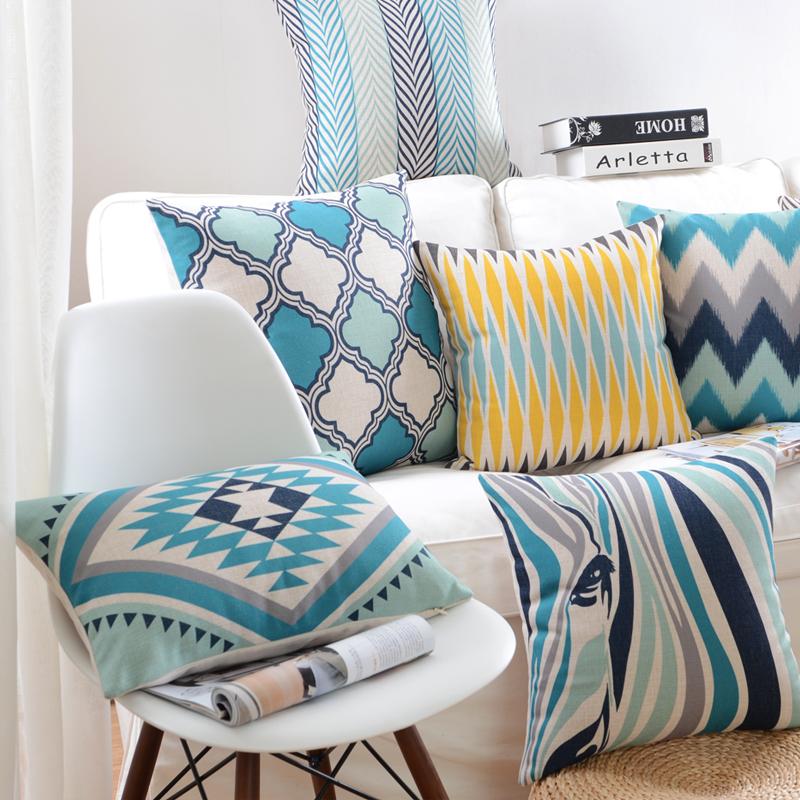 

Colorful Geometric Pillows Covers Blue Cushion Cover Home Decor Decorative Throw Pillows Car Chair Home Decor for Sofa, 10 30x50cm