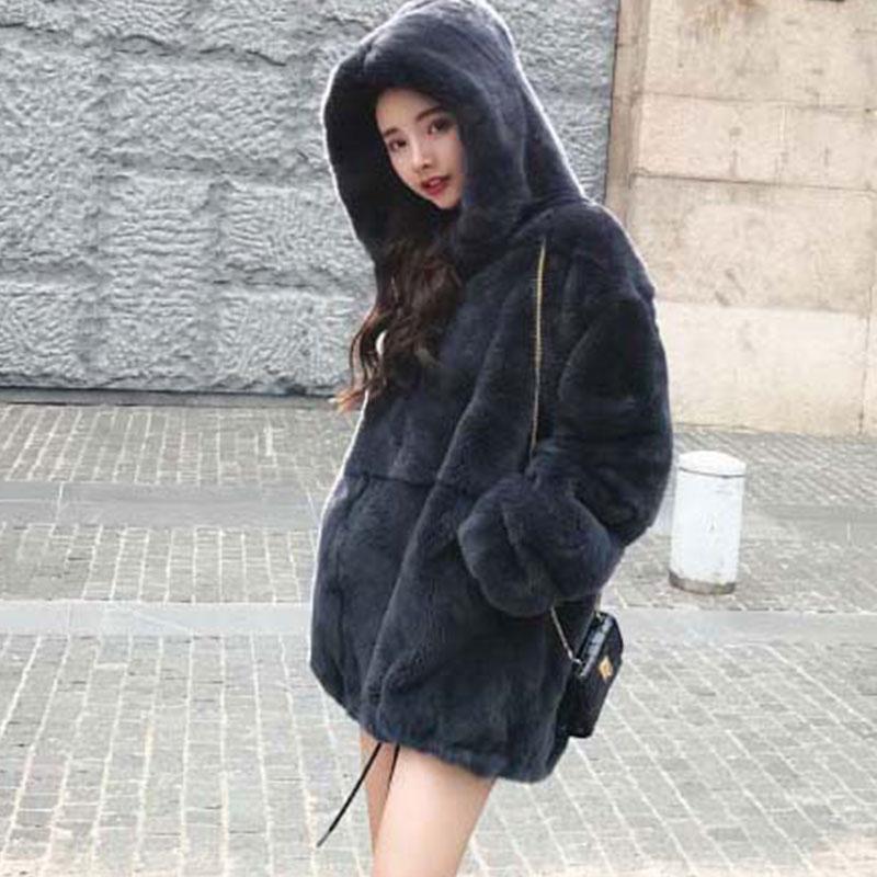 

Winter Fur Coat Women Thick Warm Faux Fur jacket Sweatshirt Loose Oversized Hooded Pullover Plush Coat Winter Jackets, Apricot