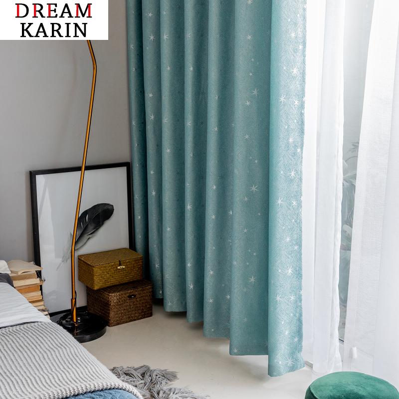 

Modern Blue/Pink/Gray Star Blackout Curtains for Living Room Kids Boy Girl Bedroom Window Curtains for Children Treatment Drapes