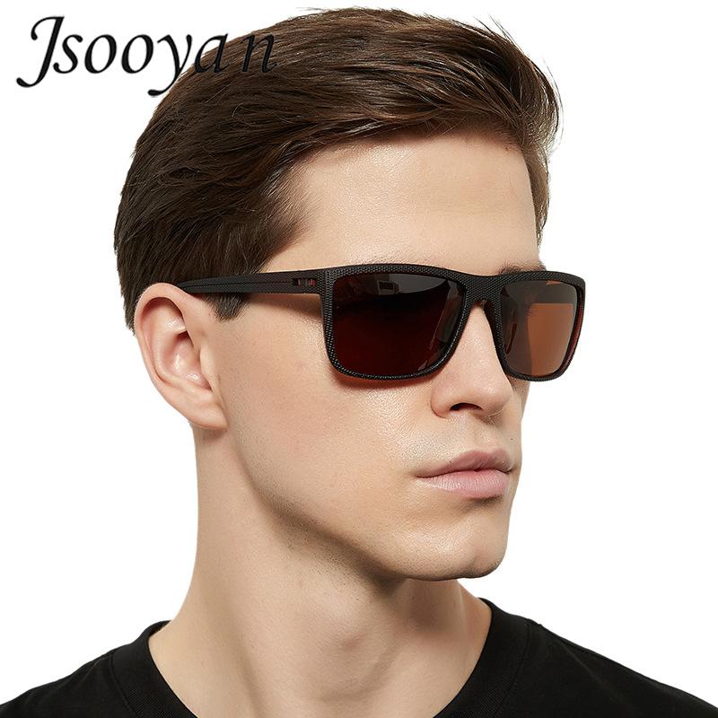 

Jsooyan 2020 New Trend Square Sunglasses For Men Polarized UV400 Coffee Fashionable Sun Glasses Sport Male Blue TAC Lens Eyewear