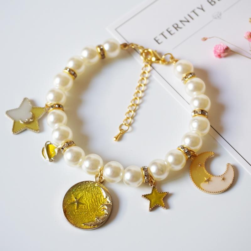 

Cute Pet Necklace Jewelry Neck Chain For Small Dogs Large Dogs Cats Imitation Pearl Dog Collar Accessories 5 Colors Cat Supplies, Pink