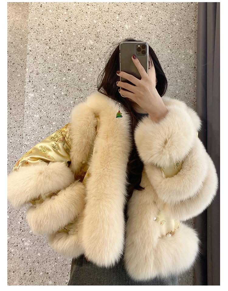 

Genuine Natural Women' Best Real Jacket Overcoat Girl' Fur Vest Coat, Beige