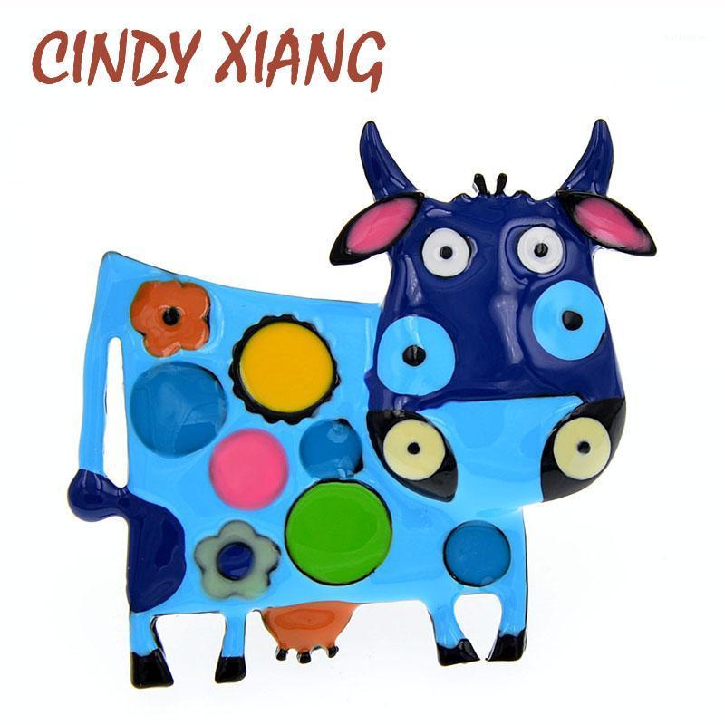 

CINDY XIANG Colorful Enamel Cow Brooches For Women Winter Coat Sweater Pin Brooch Animal Milk-cow Pin Diaco Jewelry 20211