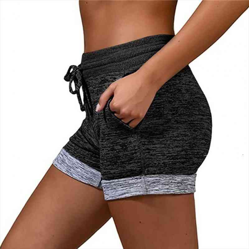 

women shorts color block quick drying high waist drawstring short pants breathable elastic shorts high waist women, White;black