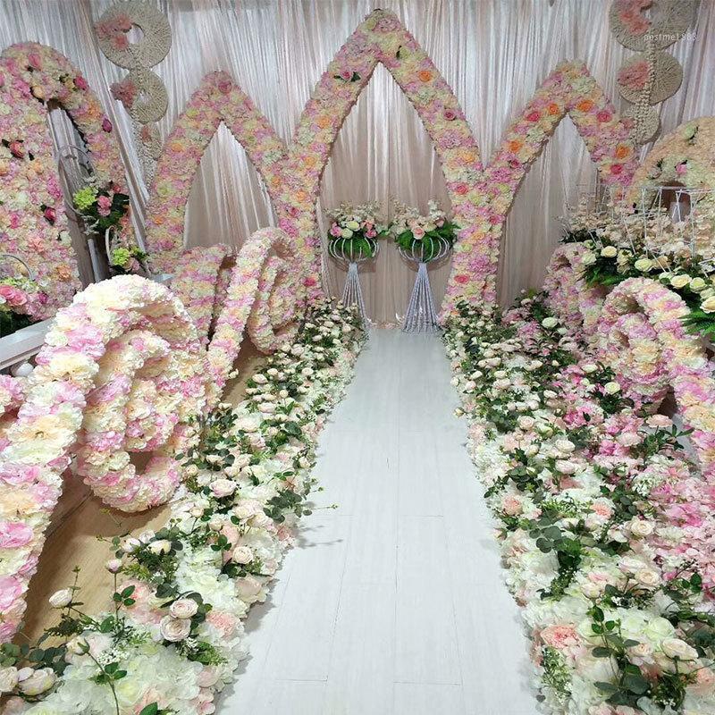 

Artificial Silk Flower Wedding Road Lead Hydrangea Peony Rose Flower for Wedding Arch Square Pavilion Corners Decorative Flores1