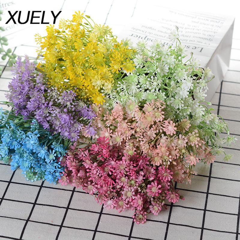 

7 Forks Babies Breath Artificial Flowers Fake Gypsophila DIY Floral Bouquets Arrangement Wedding Home Garden Party Decoration, Blue