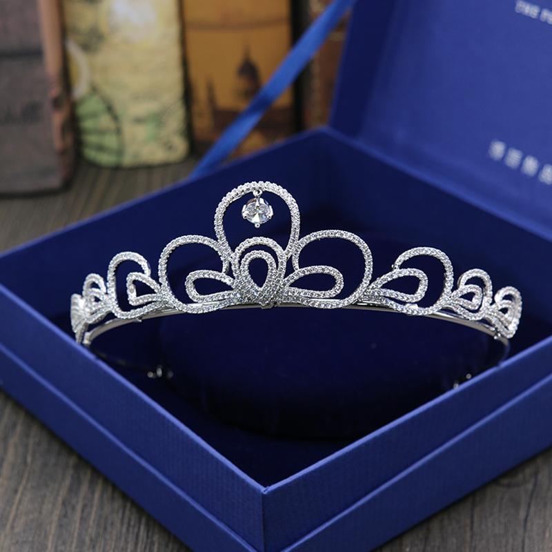 

Top Quality Cubic Zirconia Girls white gold color acessorios para cabelo luxury beauty Party Show Pageant hair clips H-003