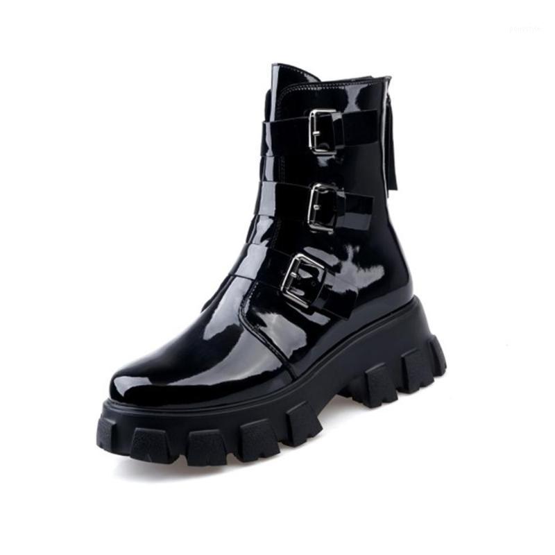 

Female Genuine Cow Leather Woman Footwear Retro Shoes Handmade Ankle Black Footwear Boots Rubber Med Heels Riding Normal Size1, Black1
