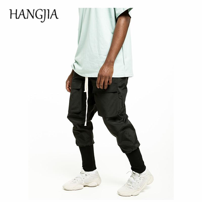 

Black Cargo Jogger Pant Urban Streetwear Men Sweatpants Multiple Pockets Elasticity Drawstring Baggy Joggers Men's