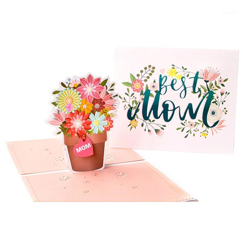 

Mother's Day Gift 3D Up Card Greeting Card Flower Pot Paper Cut Postcard Birthday Wedding Valentines Gift1