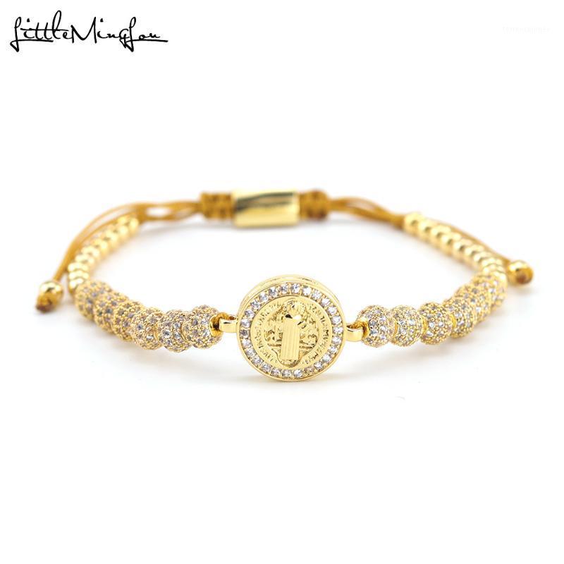 

Charm Bracelets Luxury CZ Virgin Mary Jesus Christ Bracelet Ball Copper Beads Braided Adjustable Women Bangles For Men Jewelry1