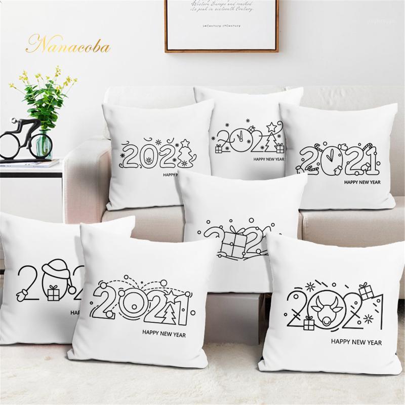 

White 2021 New Years Cushion Cover 45x45 Pillowcase Sofa Cushions Decorative Pillowcover Polyester Home Decor Pillow Cases1, Pcfs010805tps