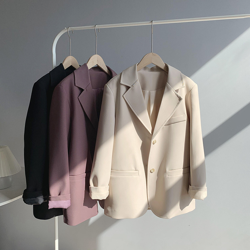 

2021 New Spring Turn Down Collar Blazer Vintage Ladies Coat Casaco Feminino Tops for Women Blazers Nfjy, Black