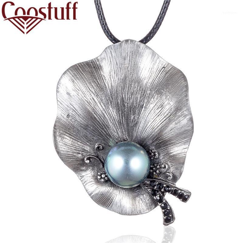 

Long Necklace for Women Vintage Plant Jewelry Grey Leaf Pendant Beads Black Rope Chain Jewellery Suspension Choker 2020 Original1