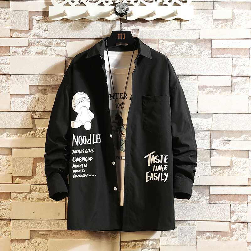 

Brand 2021 Spring Autumn Long Sleeves New Black Collar Korea Style Patchwork Shirt for Men's Clothes 7p55, C25 2