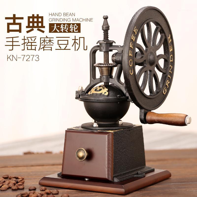 

2020Large Wheel Hand Coffee Bean Grinder Household Manual Coffee Machine Grinding Apparatus Retro Labor-saving Grinder Dustproof1
