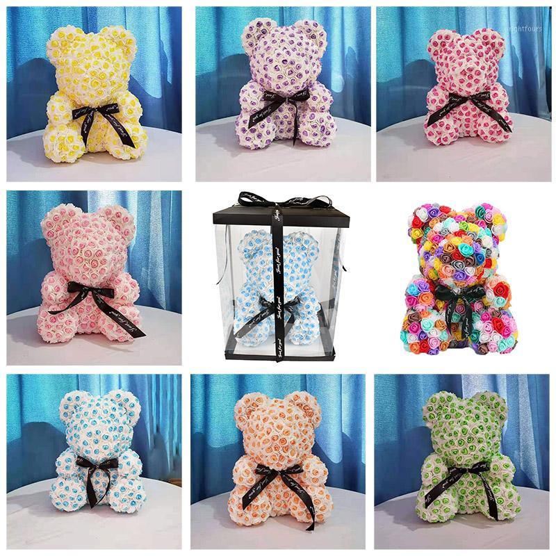 

2020 New style 40cm Rose Teddy Bear Soap Foam Rose Bear With Gift Box for Christmas day Valentines Day Girlfriend Birthday Gift1, 40cm colorful