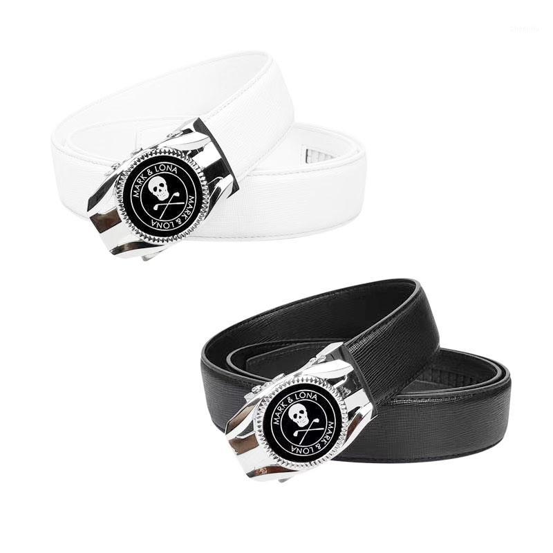 

mens belts Genuine Leather Golf Belt luxury Golf waist belt 120cm Wide Buckle cinturones para hombre Accessory1, White