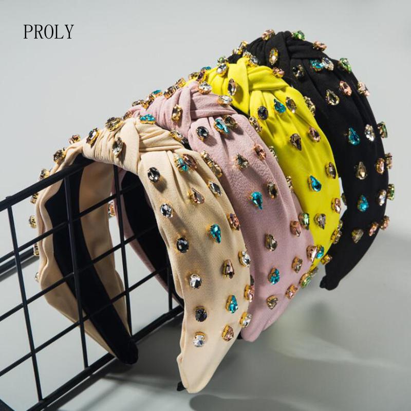 

PROLY New Fashion Women Headband Handmade Shining Rhinestone Hairband For Adult Solid Top Quality Headwear Hair Accessories