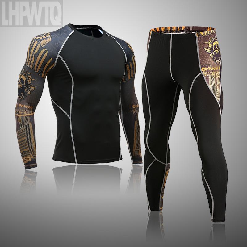 

new Compression Men's Sport Suits Quick Dry Running set Clothes thermal underwear Sports Joggers Training Gym Fitness Tracksuits, T-shirt