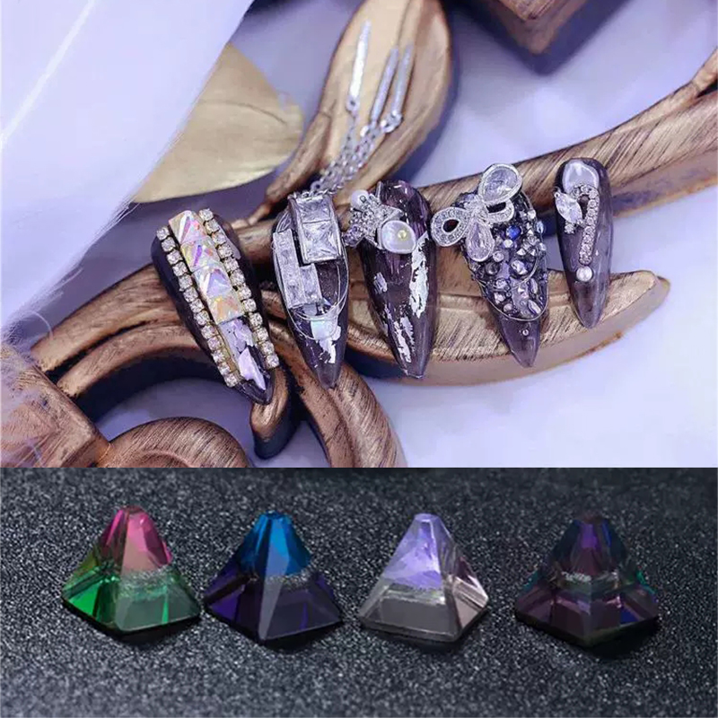 

100pas pagoda nail art rhinestones 4mm square cone geometry strass glass crystal 3D nail DIY decoration