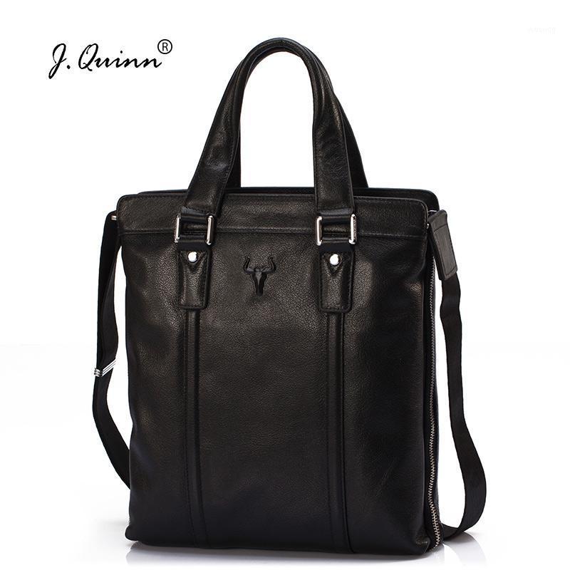 

J.Quinn Vertical Mens Briefcases Bags Genuine Cowhide Leather Large Capacity Male Shoulder Bags Brand Business Handbag for Men1, Black