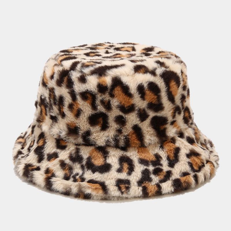 

9 Color Camel Leopard Fishing Caps Panama Bob Fisherman Gorros Warm Soft Faux Fur Winter Bucket Hat For Women Ladies, White