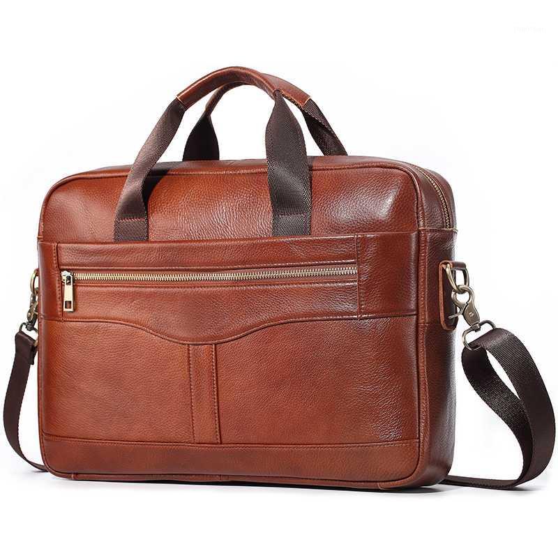 

Cow Genuine Leather Vintage Men's Business Shoulder Bag Office A4 Briefcases 14" Laptop Messenger Bags Handbags Large Capacity1, Black