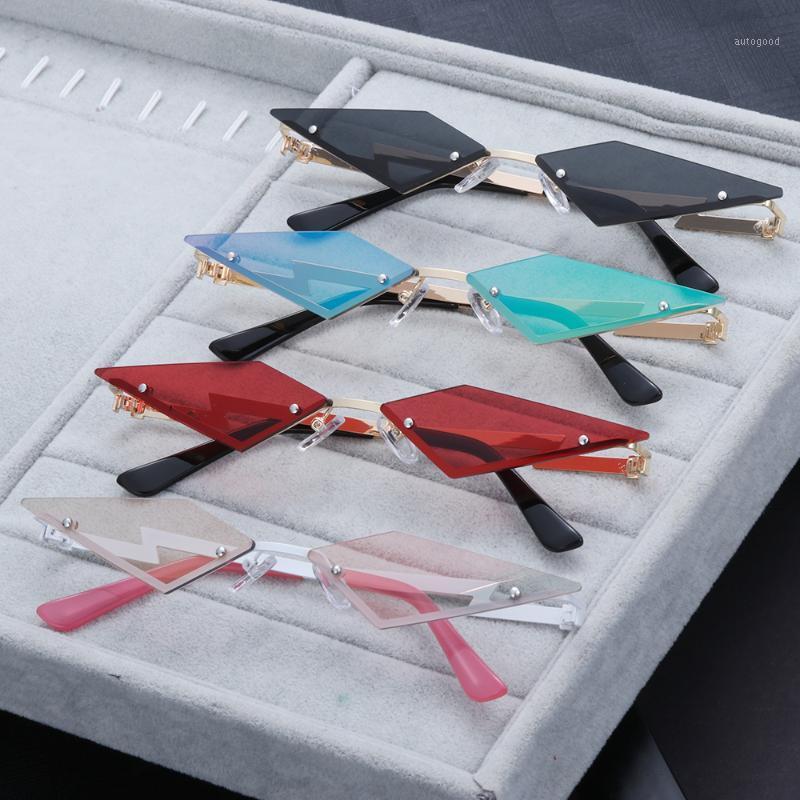 

Sunglasses 1Pc Fashion Rimless Women Retro Diamond Shape True Film Lens Glasses UV400 Trending Narrow Ladies Eyewear Accessories1