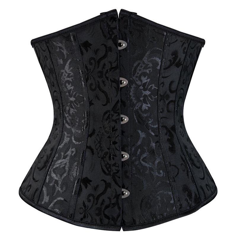 

Gothic Corset Women Sexy Underbust Waist Trainer Shaper Plus Size Corpete Corselet Black White Red Blue S-6XL, 8063 black