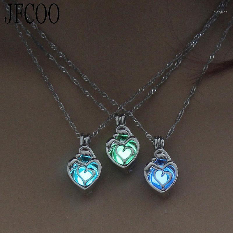 

Chokers 2021 In The Dark Glowing Pendant Hollow Heart Necklace Silver Plated Chain Necklaces Jewelry Gift Drop1