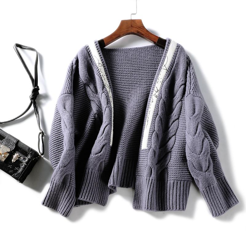 

Long Sleeve Loose Short Woman Sweaters Good Quality Warm Soft Warm Thick Sheep Wool Cardigan Women 2020 New Autumn, Brown