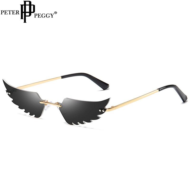 

Fashion Wing Sunglasses Women Men Rimless Wave Sun Glasses Eyewear Luxury Trending Narrow Sunglasses UV 400