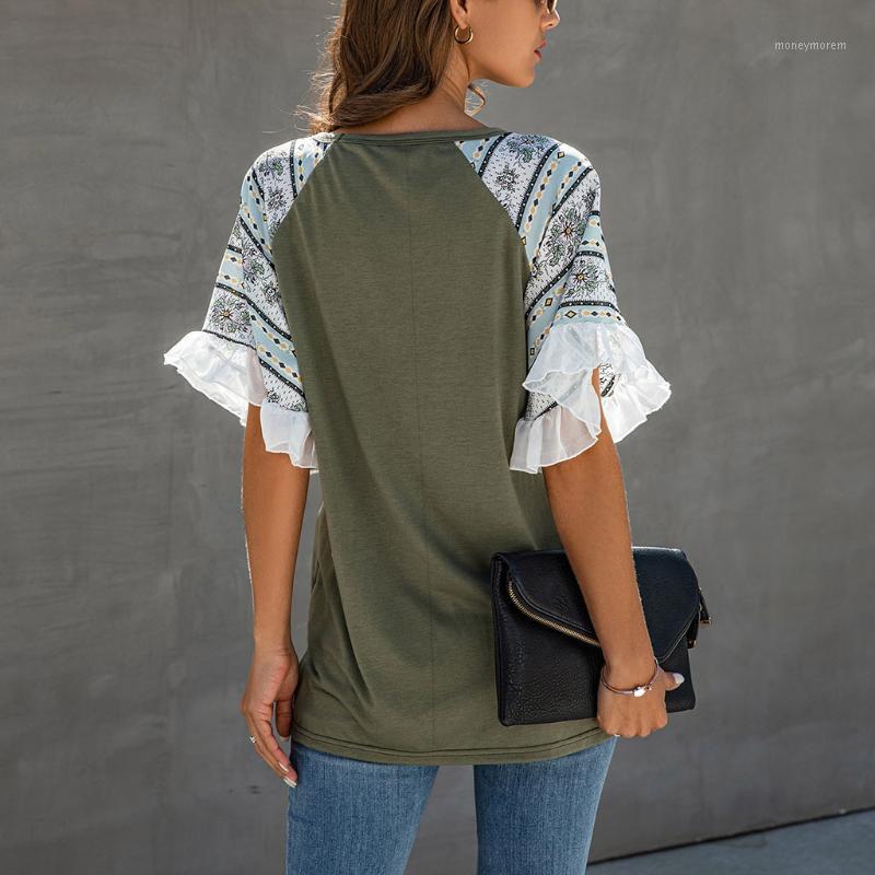 

t shirt women harajuku 2020 ladies shirts Women Summer V Neck Short Sleeve TShirt Casual Tunic Tops Soft Tops camiseta mujer1, Green