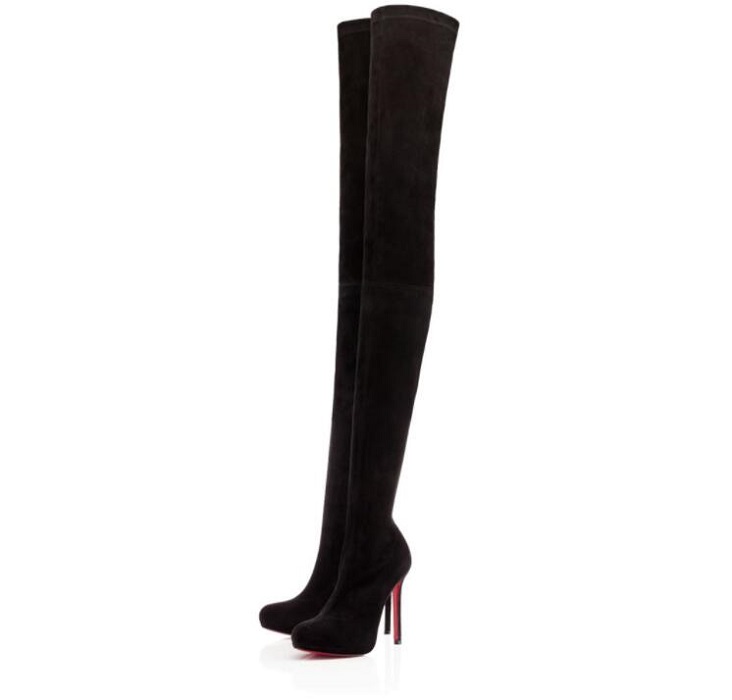 

Elegant Winter Brands Women's Over Knee Boots High Quality Red Bottom Boots Louise Xi Over Knee Boots High Heels Lady Booties Wedding EU35-4, Black
