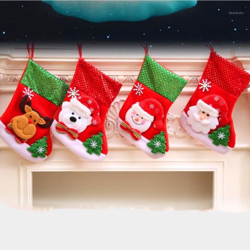 

New Beautiful Christmas Decoration Sequin Socks Candy Bag Gift Bag Christmas Tree Hanging Ornaments Supplies1