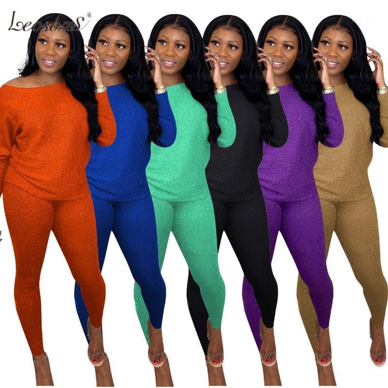 

Two Piece Set Women Knit Solid Casual Suits 2020 New Women Sweater Top+ Long Pants Winter Jogging Outfits Female Homewear1, Orange