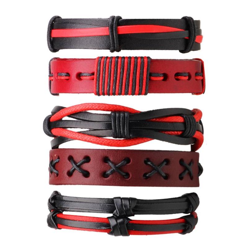 

5pcs/lot Handmade Ethnic PU Leather Braided Bracelet Charming Male Pulsera Fashion Jewelry Accessories 2021 Men Women GIFTS